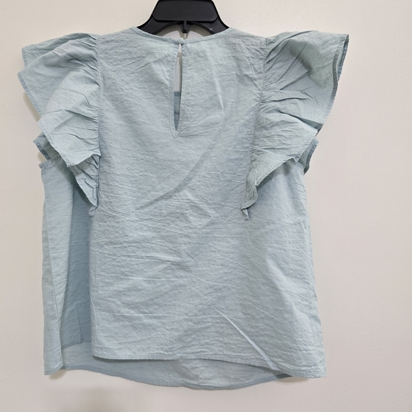 a new day Size Large Flutter Sleeve Crinkle Tank Baby Blue Contemporary Casual - Picture 11 of 16